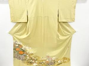 リサイクル　作家物　金彩花車模様刺繍一つ紋色留袖